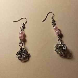 Silvered Pearl Pink Earring